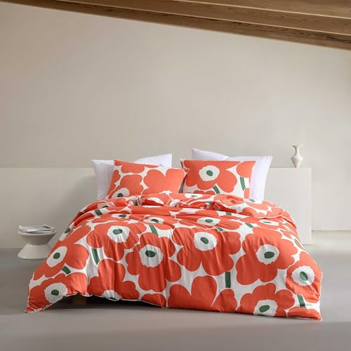 Marimekko Påslakanset, supermjuka organiska sängkläder, vardaglig heminredning (Unikko-orange, king-size)