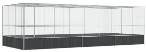 vidaXL Volière avec Extension argenté 725x307x212 cm Acier, volière à Oiseaux, Cage à perroquets, Grande Cage à perroquets, Cage à perruches