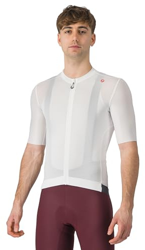 CASTELLI Maglia Espresso da uomo, manica a un quarto con tessuto elasticizzato traspirante per gravel, ciclismo e ciclismo su strada - avorio/grigio scuro - L, Avorio/Grigio Scuro, L