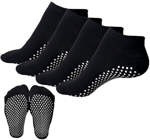 KEYRI Pilatesstrumpor yoga halkfria/halkfria strumpor, halkfria strumpor för kvinnor och män för kampsport ballet fitness, en storlek, 4 svarta, 36-44