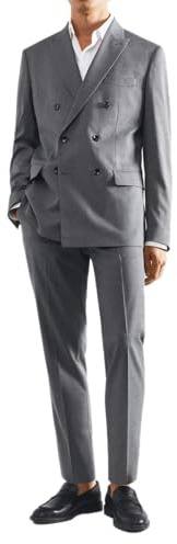 VEQUÈ Abito da Uomo Cerimonia Elegante Doppiopetto Vestito Completo Sartoriale Doppio Petto Giacca e Pantalone Formale (IT, Numero, 48, Regular, Regular, Grigio)