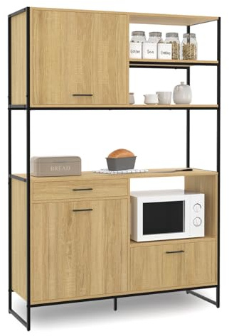 IDMarket - Buffet de Cuisine 120 CM Detroit Meuble 3 Portes + 1 tiroir Design Industriel