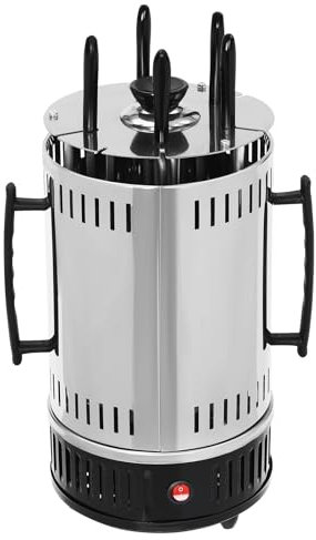 Barbecue elettrico per shish kebab con motore, spiedino verticale con 5 spiedini da 1000 W, in acciaio inox, Kebab Maker per la raccolta del grasso e kebab (SW-5: 5 spiedini)