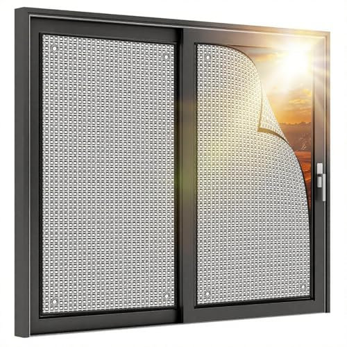 YZJTSXQHY Sunroom Insulation Window Tint Film for Summer, Heat Reflective Aluminium Foil Film, 99% Sun Protection Blackout Glass Tinting Film, Anti-Glare Privacy Shield with Suction Cups