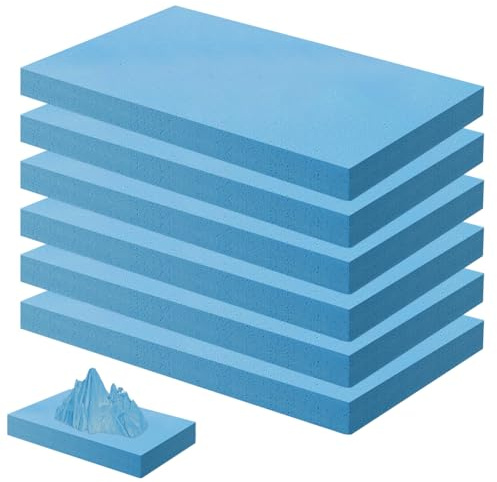 6 stycken styva högdensitetsskumplattor - Pysselplatta - Styv skumplatta - Polystyrenpaneler för landskapsmodellering, byggnader, dioramabas (30 x 20 x 2 cm)