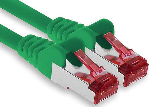 1aTTack.de - 1x 15m CAT6 Patchkabel S/FTP PIMF Schirmung CAT.6 RJ45 Netzwerkkabel Ethernetkabel DSL LAN Router Switch Modem Patchfeld - grün - 1 Stück