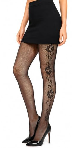 Simply Joshimo Womens Black Patterned Fishnet Net Tights/Ladies Fashion Pattern Pantyhose (Striped)