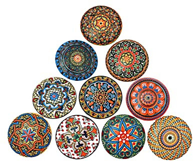 KNOBSWORLD Xfer 002 Keramik knöpfe, Vintage-Look, Mandala Blumen-Design, 10 Stück