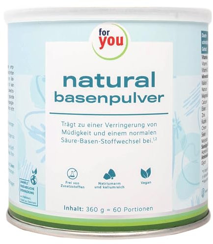 for you natural Basenpulver - Basenpulver gegen Übersäuerung - 360g 60 Portionen Basen Citrat - Mit Kalium, Calcium, Magnesium, Eisen & Zink ideal zum Basenfasten - zuckerfrei
