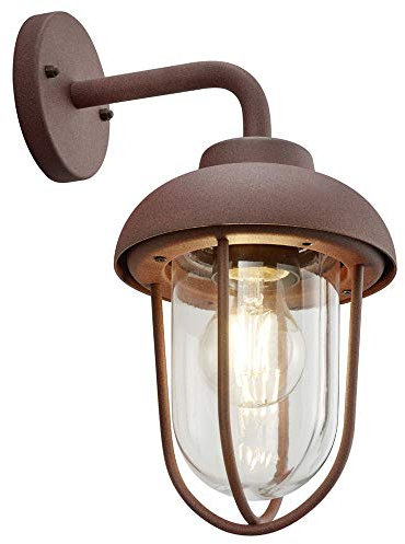 Trio Leuchten Außen Wandleuchte Duero 202760124, Aluminium Druckguss rostfarbig, Glas klar, exkl. 1x E27