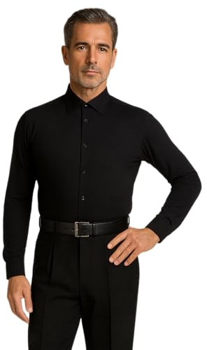 Ready4Dance Camicia Body Uomo Chicago Slim Fit per Ballo da Sala e Danza Standard e Latino, Tessuto Tecnico Traspirante, Collo Rigido con Stecche, Facile da Lavare – Nero XXL