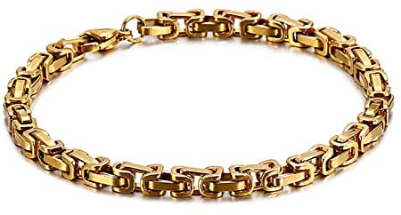 Daesar Edelstahl Armband Charm 20CM, Königsarmband Breit 4MM mit Karabinerverschluss Gold Armbänder Herren Freundschaftsarmband