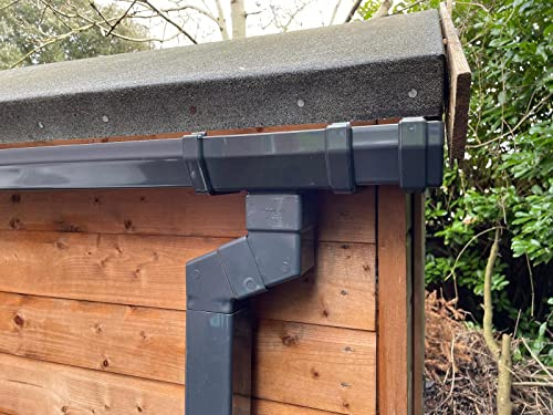 freeflow Plastic Guttering Kit For Sheds Square Gutter (4 Meter, Anthracite Grey)