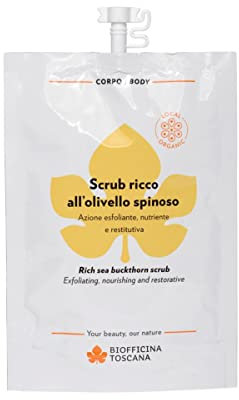 Biofficina Toscana Scrub ricco all’olivello spinoso, 70 ml – Scrub esfoliante, nutriente e restitutivo con olivello spinoso bio toscano – Azione rigenerante e antiossidante