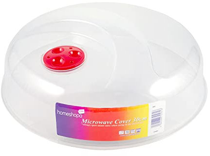 Homeshopa Couvercle de protection anti-éclaboussures pour micro-ondes avec aérations vapeur en plastique transparent ventilé sans BPA et passe au lave-vaisselle, 30 cm (lot de 1)
