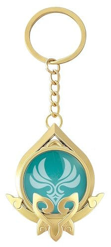 TopLucky Portachiavi Genshin Anemo, occhio di Dio, ciondolo dorato a forma di gioco, unisex per bambini, accessori cosplay, giallo, Giallo, M