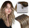 RUNATURE Clip in Extensions Echthaar Balayage Braun Blond 45cm Glatt Clip Extensions Echthaar Günstig Haarverlängerung 3Pcs 50g Echthaar Extensions Clip Balayage Braun Ombre Blond #3/8/22