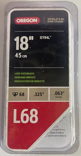 OREGON Cadena de motosierra L68 para barra de 18 pulgadas, 68 eslabones de transmisión, se adapta a varios modelos Stihl