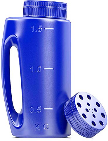 Spanditore manuale, Bottiglia spargitore per semina a punti, Spandiconcime per semina mangime per erba, Dispenser di sale per sciogliere il ghiaccio con paletta per prato da giardino Pratico spargitor