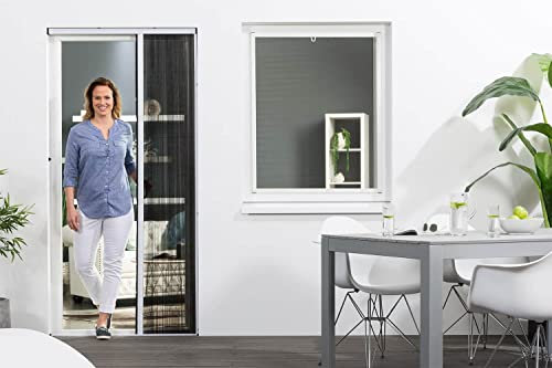 empasa Insektenschutz Fliegengitter Schiebetür Gaze Plissee Tür aus Aluminium, individuell zuschneidbar, Größe 125 x 220 cm