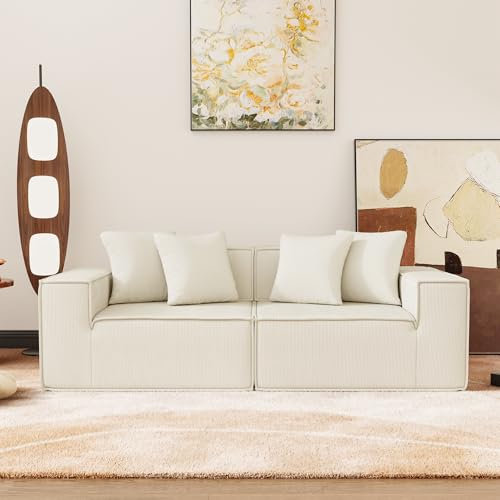 VASOENY 200 X 90 cm Modernes Loveseat Sofa, Cordgewebe 2 Sitzer Sofa, Bequemes 2 Sitzer Couch mit 2 Kissen für Wohnzimmer, Schlafzimmer, Büro, Keine Montage erforderlich