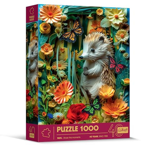 Trefl - Puzzle Effet 3D, Hérisson - 1000 Pièces - 40ème Anniversaire, Paper Art, Puzzle Premium pour Les Adultes et Les Enfants à partir de 14 Ans