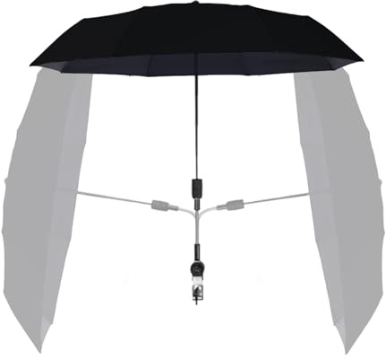Paraguas para cochecito, sombrilla de protección solar ajustable para cochecito de bebé | Sombrilla transpirable y estable para uso en playa, exterior y sillas de ruedas, Negro , Se référer au