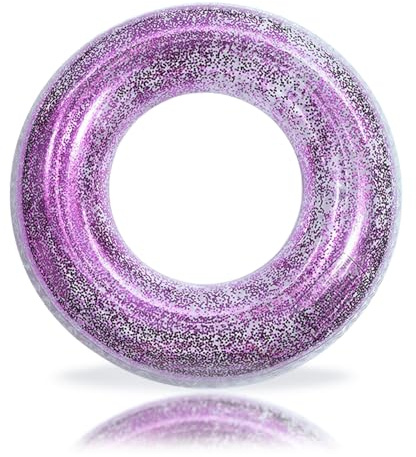 Glitter simdäck uppblåsbar ring med diameter simring för barn vuxna tonåringar, PVC pool uppblåsbar simring för pool vatten utomhus leksak festtillbehör