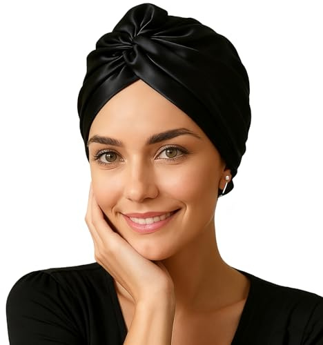 Bonnet en soie double couche pour dormir, bonnet réglable en satin avec 1 élastique à cheveux en satin, bonnet de nuit pour femme et fille
