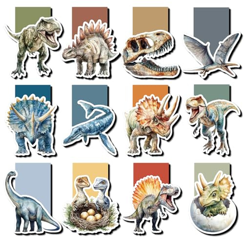 12 marcapáginas magnéticos, regalos de cumpleaños infantiles, marcapáginas magnéticas para niños, fans de dinosaurios, calendario de Adviento, relleno para niños y niñas, regalo de Navidad para