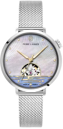 Pierre Lannier - Montre Automatique Australe - Automatic Mouvement de Montre - Epaisseur du boîtier: 12.55 mm - Largeur du boîtier: 35 mm - Acier Inoxydable - Blanc - 3 ATM