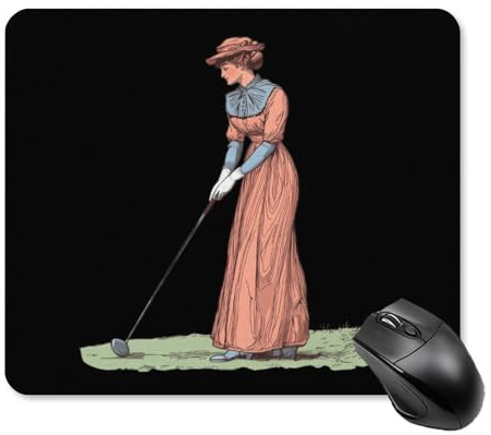 Vintage 19th Century Golfing Woman Mouse Pad Square Non Slip Mouse Mat Portable Design for Desktop Laptop