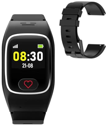 James B8 - Reloj de emergencia con correa de repuesto y reloj de seguridad para personas mayores, GPS, detección de caídas, botón SOS, medición de pulso, funciones de salud, aplicación familiar