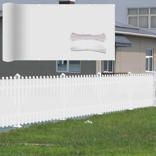 Balkongskydd 30 x 100 cm 220 G M² UV-skyddande vindskydd utomhus trädgårdsräcke skydd med slipsar och rep, vitt genomträngligt tyg