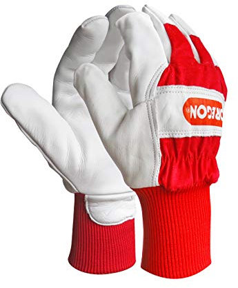 Oregon Fabric & Leather Work Gloves, Stretch Leather Gloves with Stretch Wrist, Indoor & Outdoor PPE Gloves for Men & Women, Heavy Duty Gardening Gloves & DIY Hand Protection - One Size (L)