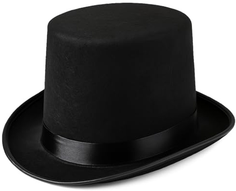 GCC Fashion Store Adults Kids Posh Rich Victorian Gentleman Black Top Hat & Cane Party Set (Top Hat)