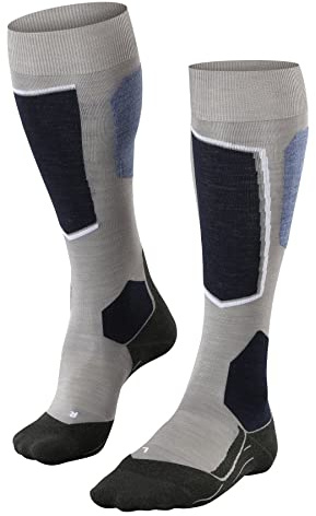 FALKE Damen Skisocken SK6 Pro W Kh Wolle Funktionsmaterial warm dünn 1 Paar, Grau Mid Grey Melange 3539, 39-40