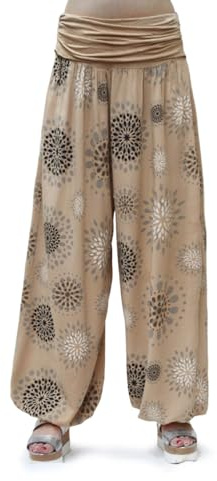 Gloop Haremsbyxor för damer, pumpbyxor, fritidsbyxor, sommarbyxor, byxor med blommigt mönster eller enfärgade, HS201701, XL-3XL