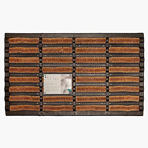 Lily Pad Doormats - Heavy Duty Rubber Tuffscrape Door Mat - Large Tuff Scrape Doormat 75 x 45 cm - Long Lasting Rubber and 100% Natural Coir Bristle