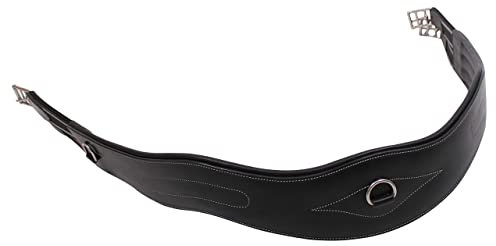 ARBO-INOX Anatomisch geformter Sattelgurt mit Kontrastnähten Rindsleder (125cm, SCHWARZ)