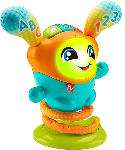 Fisher-Price, - DJ Hüpfi, DEUTSCHE Version, interaktives Lern-Spielzeug zum Tanzen, Bewegen und Hüpfen, mit Musik und Federung, Babyspielzeug für Kinder ab 9 Monaten, HJP94