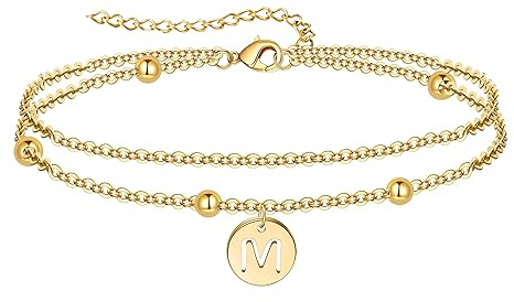 YeGieonr Bracelet Femme Lettre Plaqué Or 18K Acier Inoxydable – Bracelet Initiale Personnalisé Cadeau Anniversaire Fille – Bijou Doré Élégant Jonc