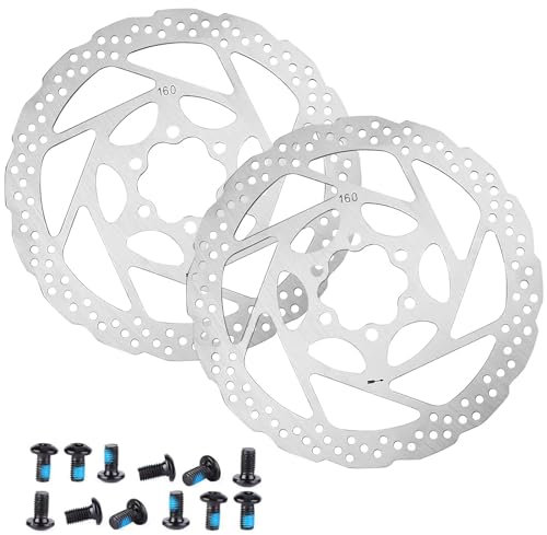 Fahrrad Bremsscheibe 160mm, 2 Stück Scheibenbremse Fahrrad rotor mit 12 Schrauben, Edelstahl Fahrrad Bremsscheiben für Fahrrad Rennrad MTB BMX Mountainbike