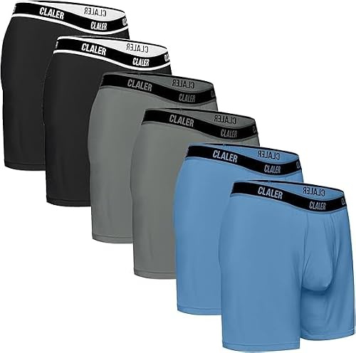 CLALER Boxershorts för män, Economy, 6-pack, kalsonger, retroshorts, boxer, underkläder, bambufiber, andas, stretch, bekväma