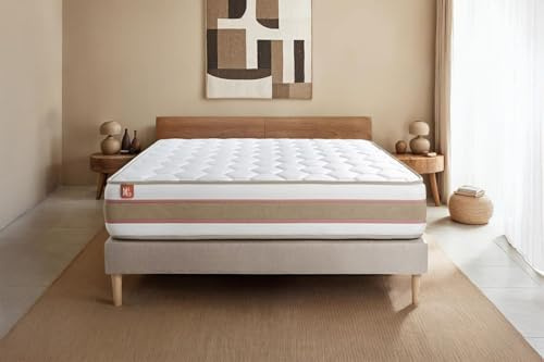 Marmottes & Co Matelas Le DÉLICAT 140x190cm Ressorts ensachés + Mémoire de Forme 5 Zones de Confort - EP. 26cm | Epaisseur : 26 cm | Confort : Equilibré