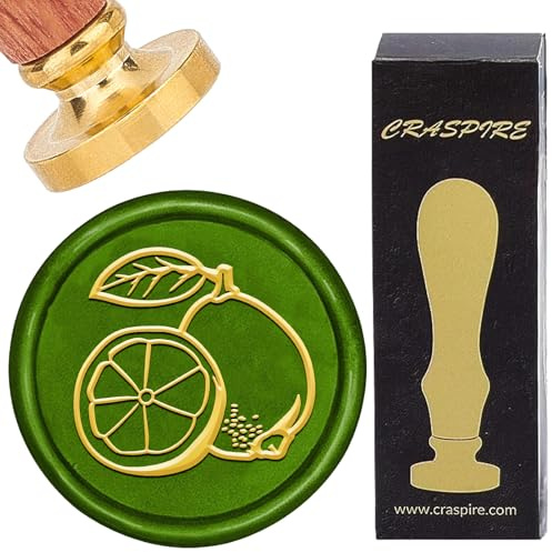 craspire Tampon de Sceau de Cire de Citron Tampons de Scellage Rétro Fruits D'Été Tampon Décoratif à Tête en Laiton Amovible avec Poignée en Bois pour Enveloppe Carte de Voeux Lettre Invitations