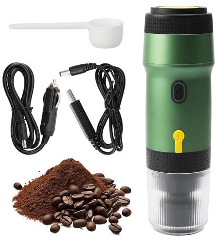 Sonhomay Mini cafetera eléctrica portátil de café espresso de 15 bares, mini máquina de café de viaje compatible con café molido NS cápsula para camping, caravana, senderismo, oficina, viajes
