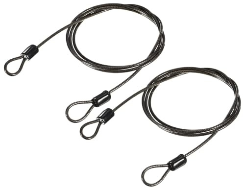 TOP-VIGOR 2Pcs Security Steel Cable, 2.5mm x 1m / 3.28ft Coated Safety Wire Rope Double Loop Flexible Security Cable Lock for Outdoor Travel Luggage Bike, Black
