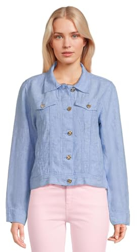 Lilly Pulitzer Women's Seaspray Linen Jacket, Blue Peri X Resort White