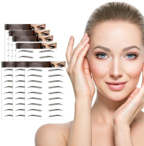 AWAVM 7 Hojas Adhesivos de Cejas 4D Patch, Adhesivos de Tatuaje de Cejas Bionicos para Cejas, Plantillas de Cejas Tatuaje Impermeables para Mujeres (Black-14)